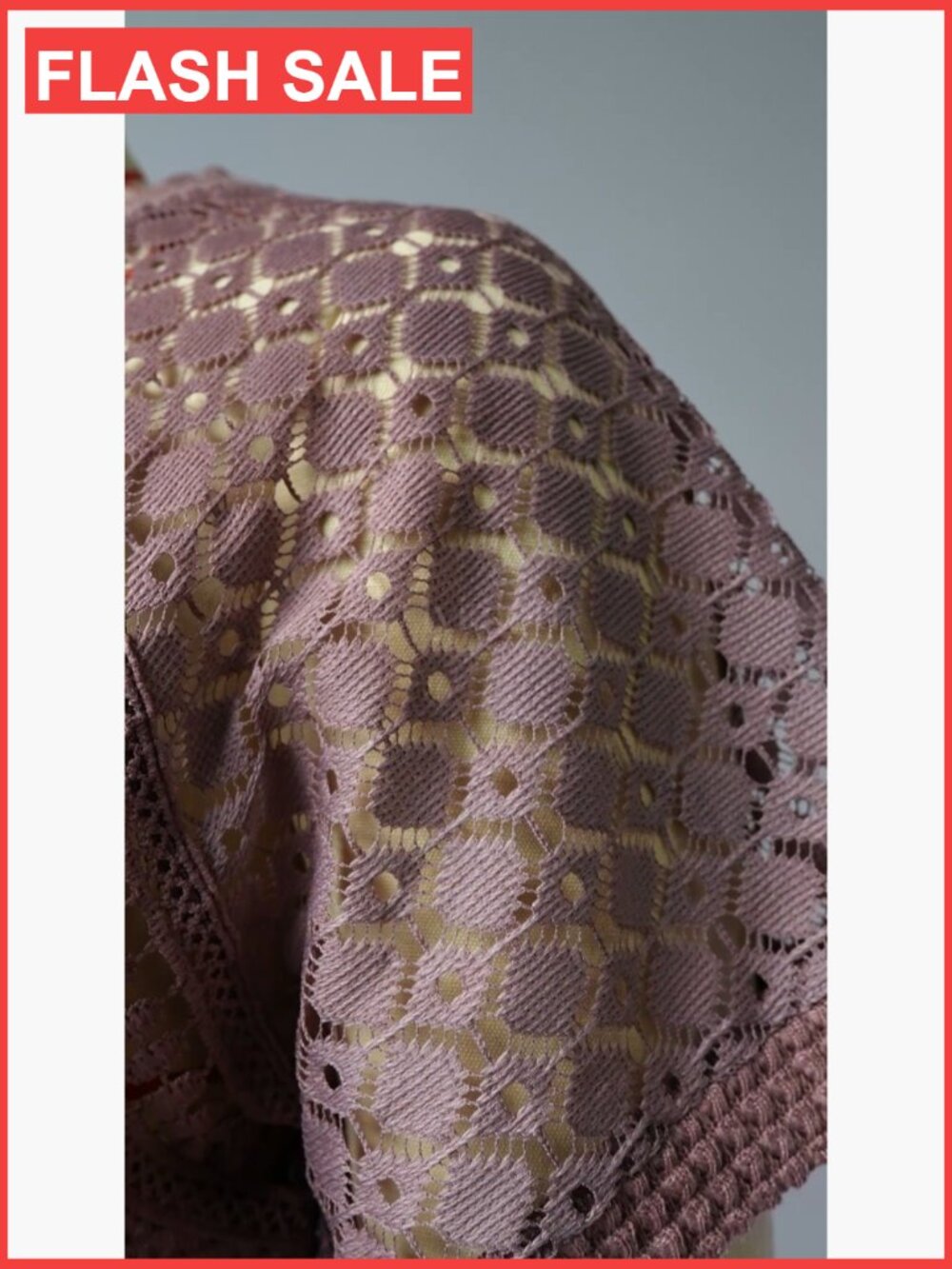 Waffle Knit Short Sleeve Crewneck Lace T-Shirt Blouse Top - Picture 7 of 7